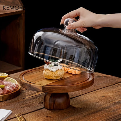 DecorBites™ Acacia Wood Cake Tray: Elevate Your Dessert Display