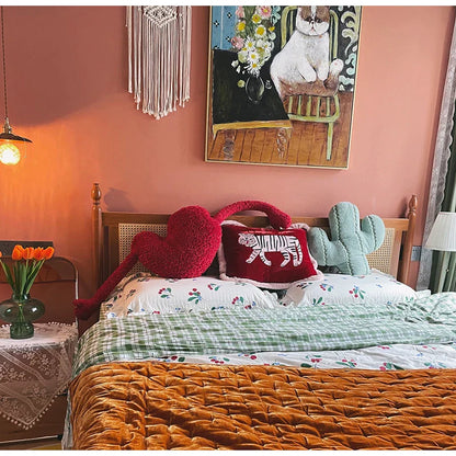 DecorBites™ Furry Tiger Embroidery Velvet Cushion Cover 40x55cm: Retro Charm Luxury Home Decor