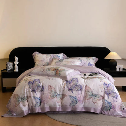 DecorBites™ Eucalyptus Fiber Flowers Print Bedding Set - Soft Silky Cool Feel