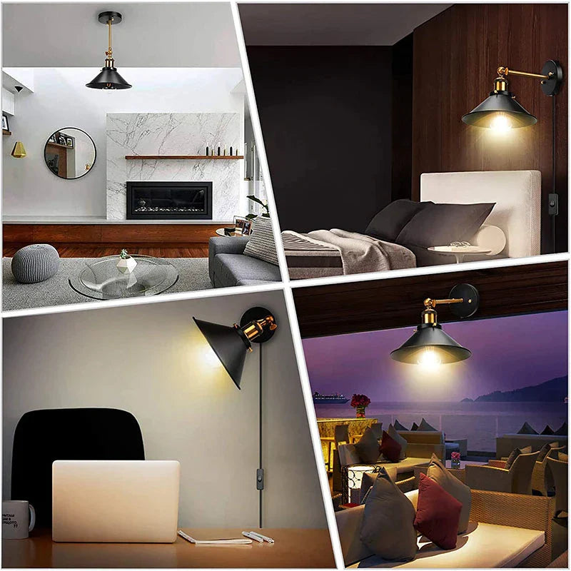 DecorBites™ Industrial Black Wall Lamp Sconce for Living Room Bedroom Restaurant E27