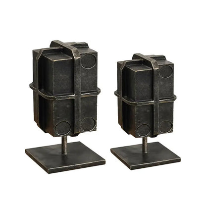 DecorBites™ Geometric Block Binding Box Bronzer Sculpture - Home Decor Figurine Craft