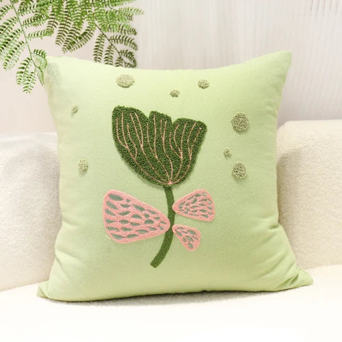 Green Cotton Cushion Cover