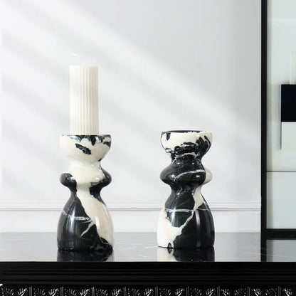 DecorBites™ Grand Antique Marble Candlestick Holder: Modern French Fireplace Dining Table Centerpiece