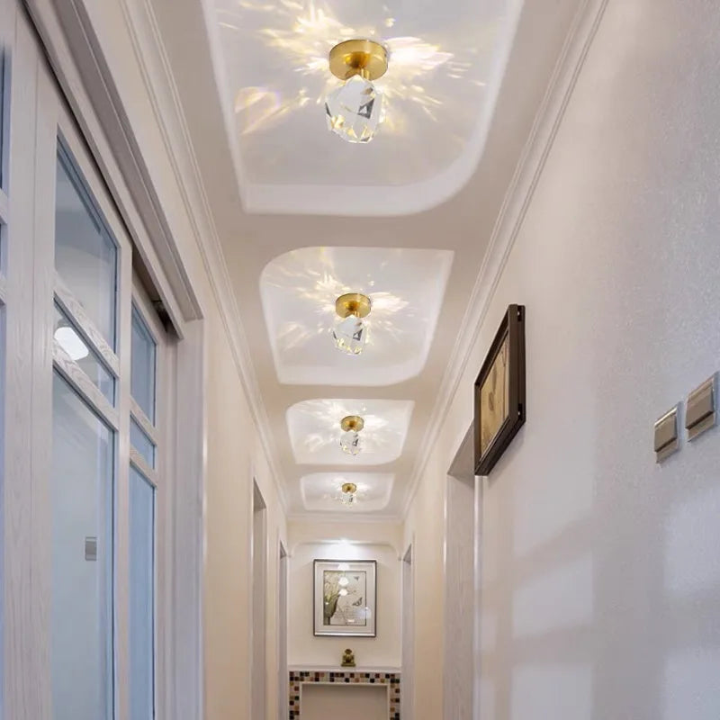 DecorBites™ Diamond Crystal Ceiling Lights: Modern LED Fixture for Bedroom, Corridor, Aisle, Entrance, Bar, Cafe