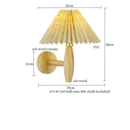 DecorBites™ Cream PVC LED Wall Lamps Japanese Walnut Wood Applique Murale