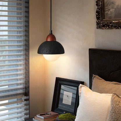 DecorBites™ Black Travertine Pendant Light: Nordic Modern LED Hanging Lamp for Living Room & Bedroom