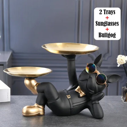 DecorBites™ French Bulldog Sculpture: Abstract Figurine & Key Holder Ornament