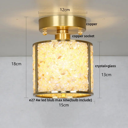 DecorBites™ Crystal Glass LED Ceiling Light Copper Canopy Nordic Modern Design