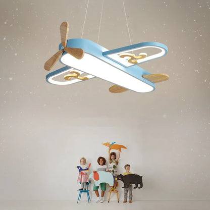 DecorBites™ LED Wood Ceiling Light for Kids Room - Yellow/Blue Minimalist Design
