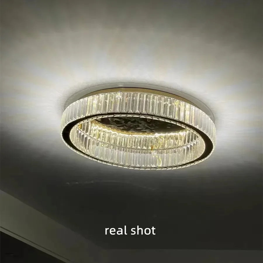 DecorBites™ Gold Steel LED Dimmable Ceiling Lights Luxury Crystal Fixture