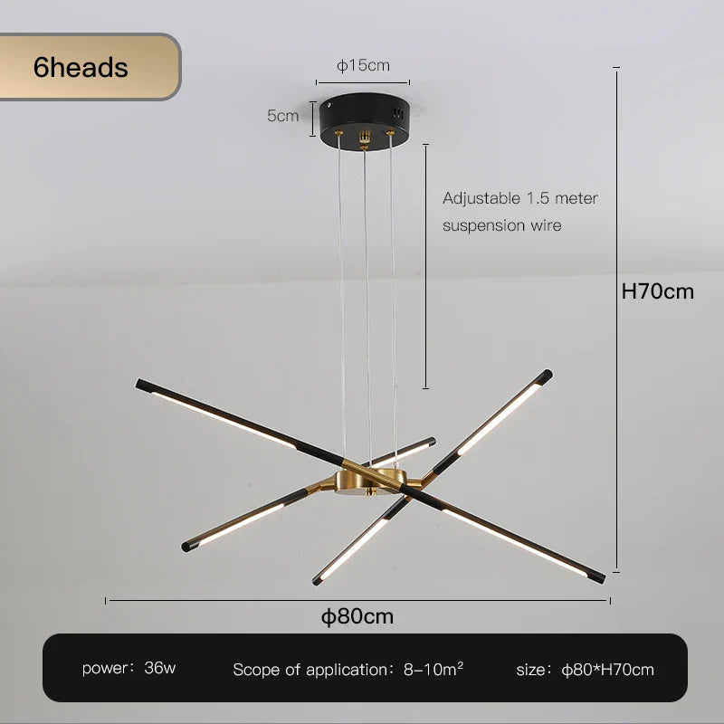 Gold LED Ceiling Chandelier 12-Head Dimmable