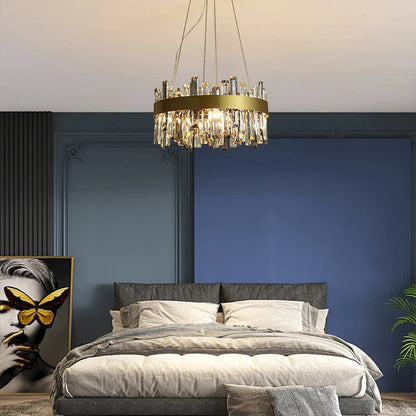 DecorBites™ Crystal Ceiling Chandelier LED Hanging Lamps for Living Room Luxe Décor