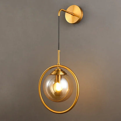 DecorBites™ Glass Ball Wall Sconce Light Fixture Golden Bedside Lamp for Home Decor