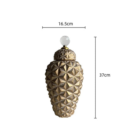 DecorBites™ Geometric Diamond Ceramic Vase: Stylish Flower Arrangement Décor Jar