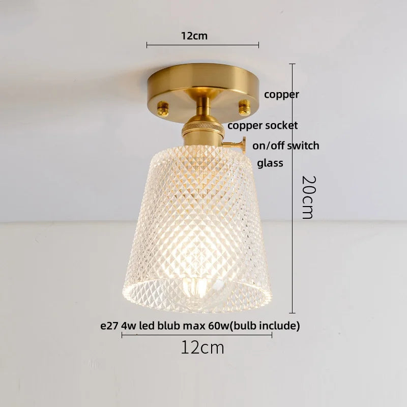 DecorBites™ Crystal Glass Luxury LED Ceiling Light for Hallway Bedroom Corridor Interior Decor