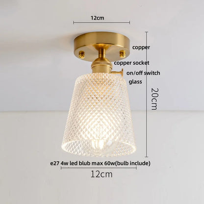 DecorBites™ Green Flower Glass Copper Ceiling Light - Nordic Modern LED, Living Room Bedroom Hallway Fixtures
