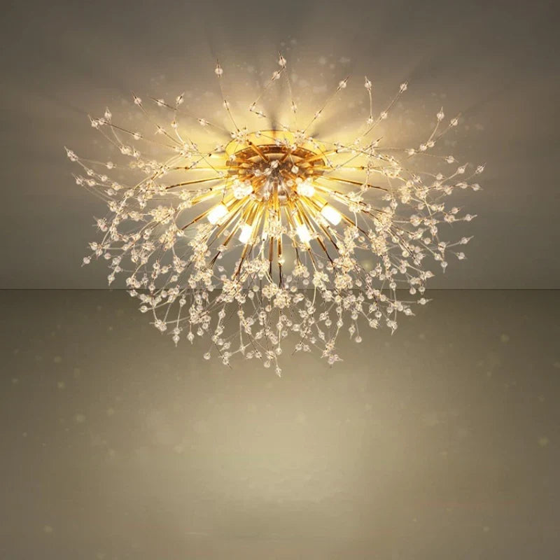 Gold Dandelion Crystal Chandelier 8-Head Nordic