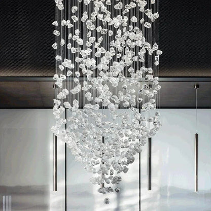 DecorBites™ Crystal Chandelier: Modern Staircase LED Lighting for Hallway & Lobby