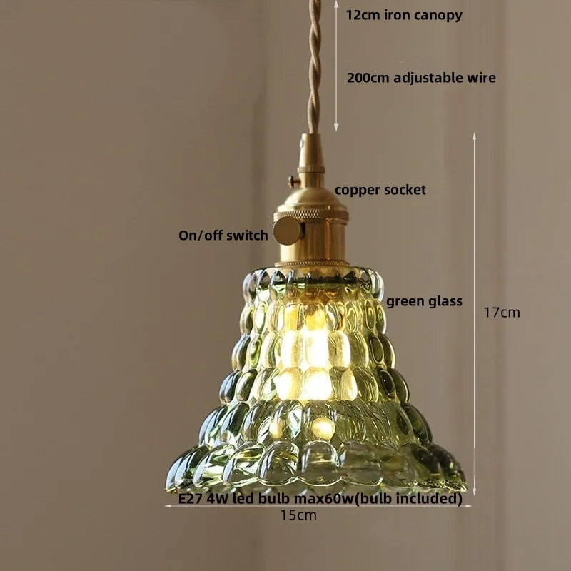 DecorBites™ Cube Amber Glass LED Pendant Lamp | Modern Hanging Light Fixtures