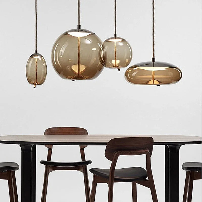 DecorBites™ Glass LED Chandeliers for Living Room Bedroom Kitchen Pendant Lamp