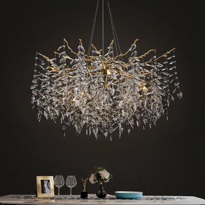 DecorBites™ Crystal Pendant Chandelier Luxury LED Lighting Branch Design for Living and Dining Rooms
