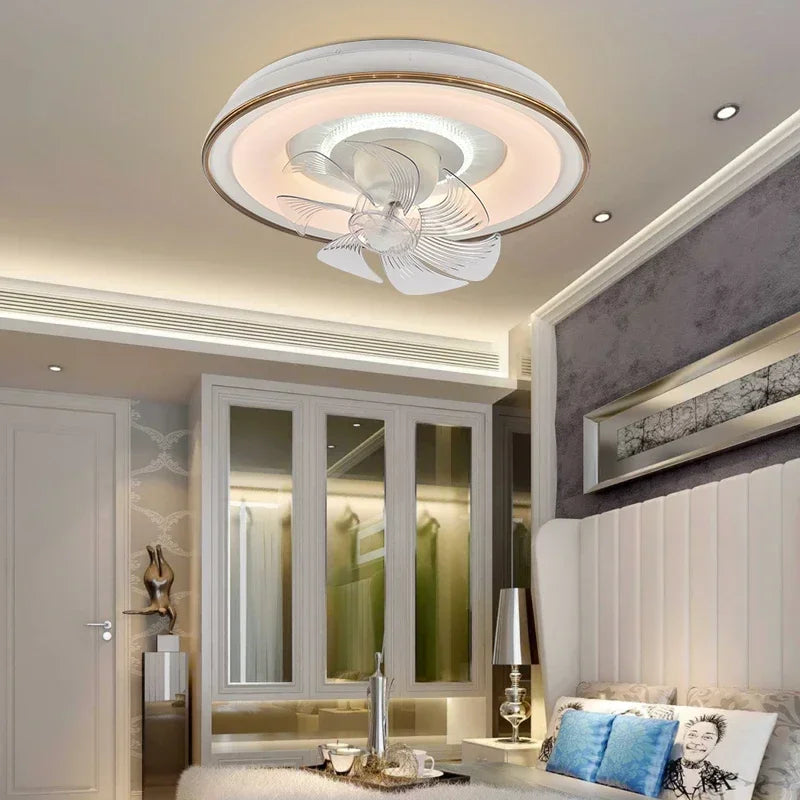 White Dimmable Ceiling Fan D50cm Tricolor Remote