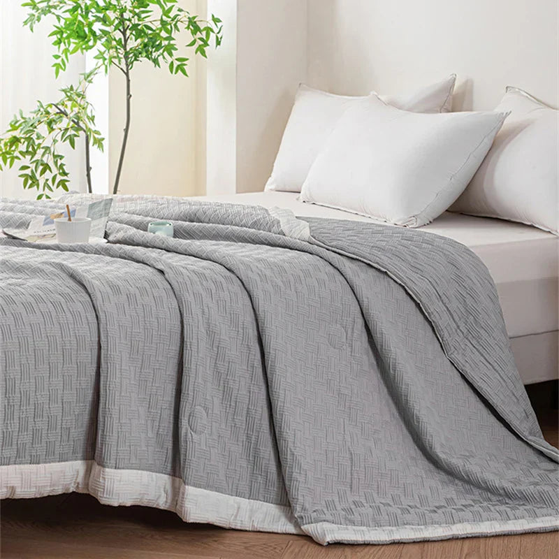 DecorBites™ Knitted Waffle Summer Quilt: Soft, Breathable, Cooling, Machine Washable, Thin & Skin-friendly