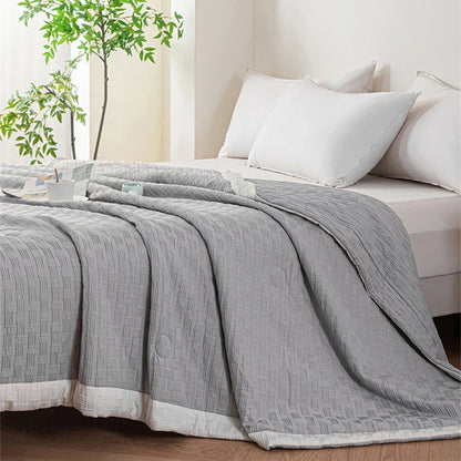 DecorBites™ Knitted Waffle Summer Quilt: Soft, Breathable, Cooling, Machine Washable, Thin & Skin-friendly