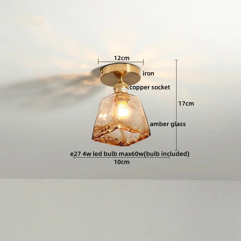 DecorBites™ Green Glass LED Ceiling Lamp for Home Living Room and Hallway Lighting
