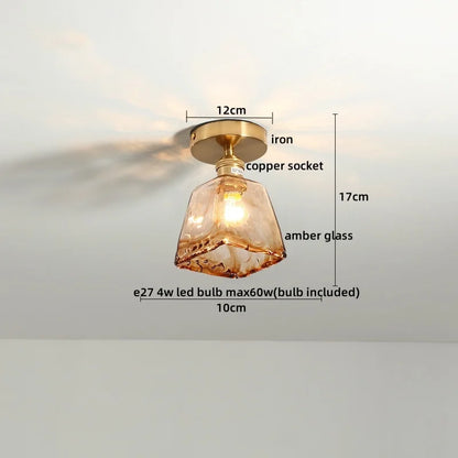 DecorBites™ Green Glass LED Ceiling Lamp for Home Living Room and Hallway Lighting