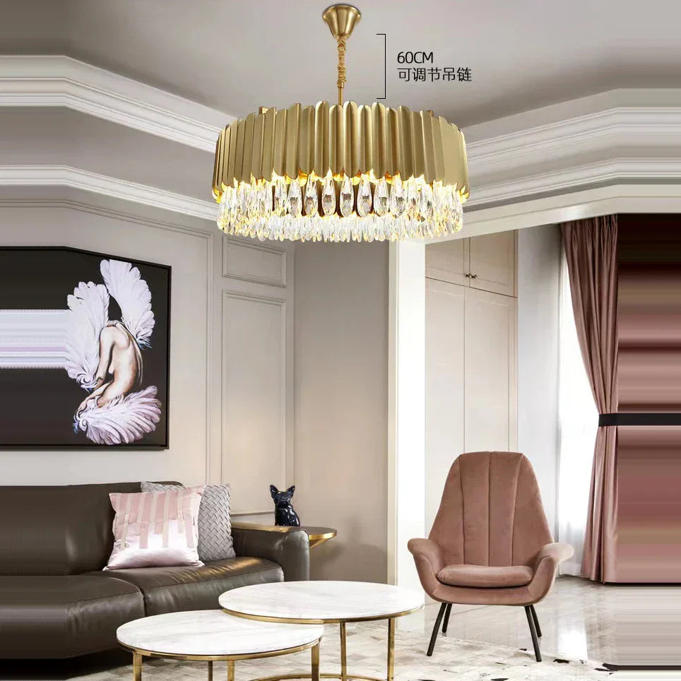 DecorBites™ Crystal 2024 Ceiling Chandeliers: Modern Dimmable LED Round Lamps Black