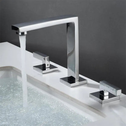DecorBites™ Brushed Gold Basin Faucet: Brass Antique Sink Faucet, 3 Hole Waterfall Bathroom Tap