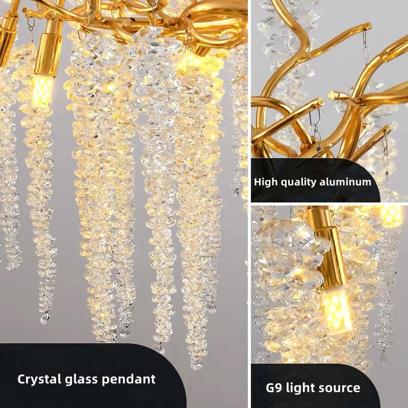 DecorBites™ Crystal Branch Chandelier: Elegant French Style Ceiling Light for Living & Dining Room