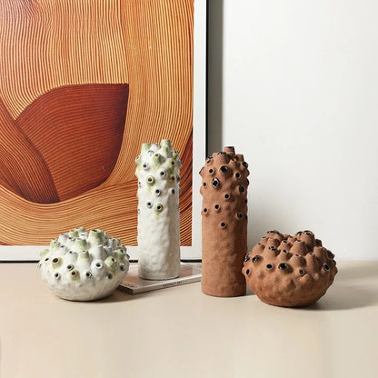 DecorBites™ Coral Ball Ceramic Ornaments: Coarse Pottery Artworks for Stylish Home Décor
