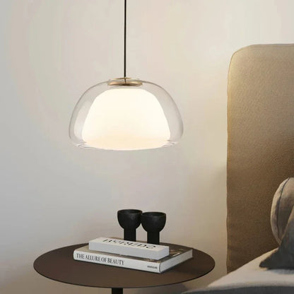 Nordic Double Glass Pendant Light in Amber, Gray, or Clear