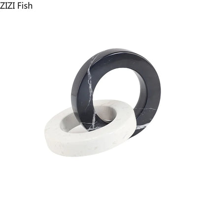 DecorBites™ Geometric Knot Sculpture Desk Decor - Abstract Square Ring Statue