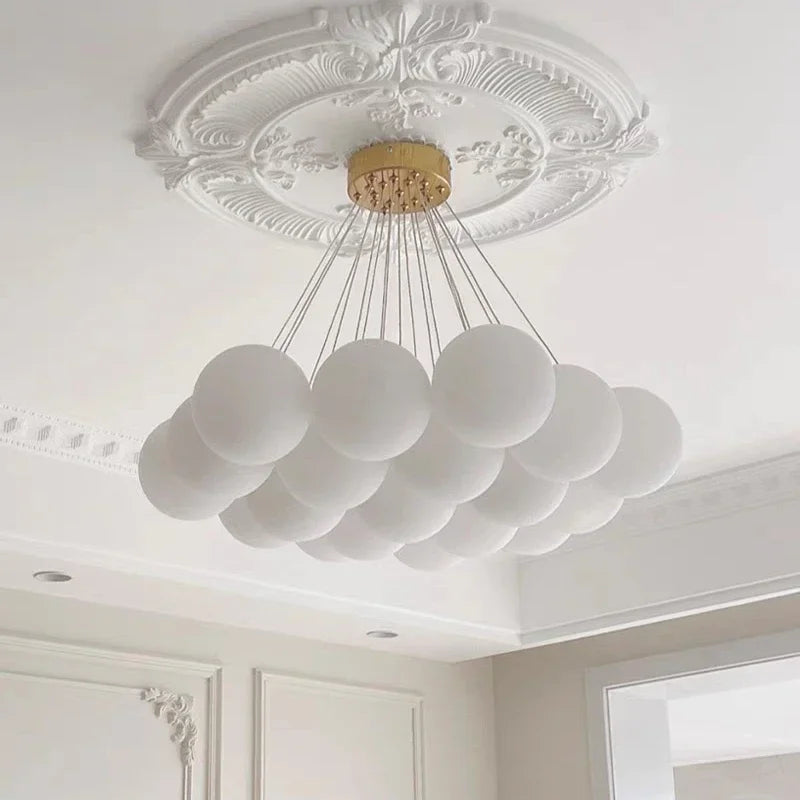 Nordic White Glass Globe Cluster Pendant Light