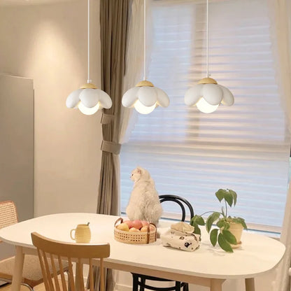 DecorBites™ Cream Flower Pendant Light: Modern Nordic Styling Chandelier for Bedroom & Living Room