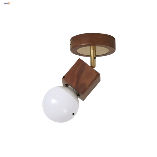 DecorBites™ Cube Wood Copper LED Ceiling Light Fixture Vintage Loft Ceiling Lamp