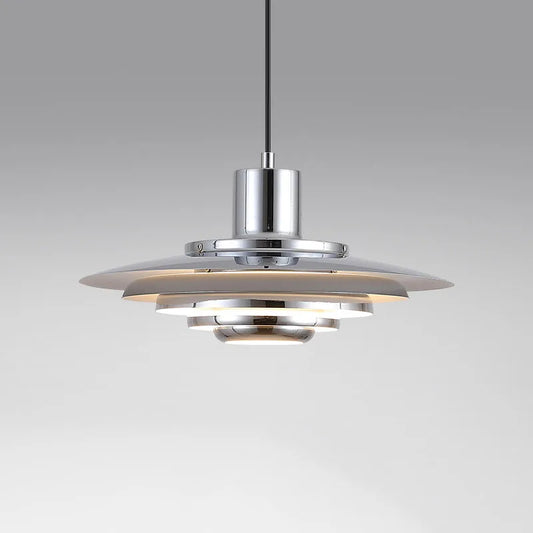 Art Deco White and Silver Aluminum Pendant Light
