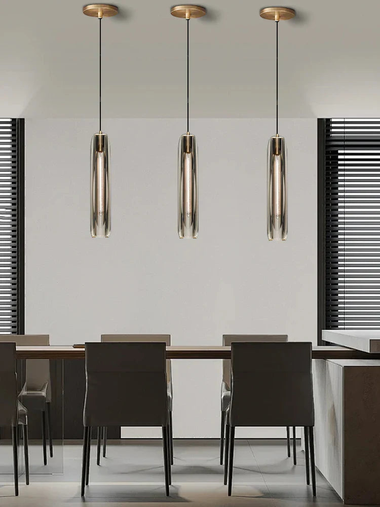 DecorBites™ Crystal Copper Pendant Lights Gold Home Decor Glass Hanging Lamp