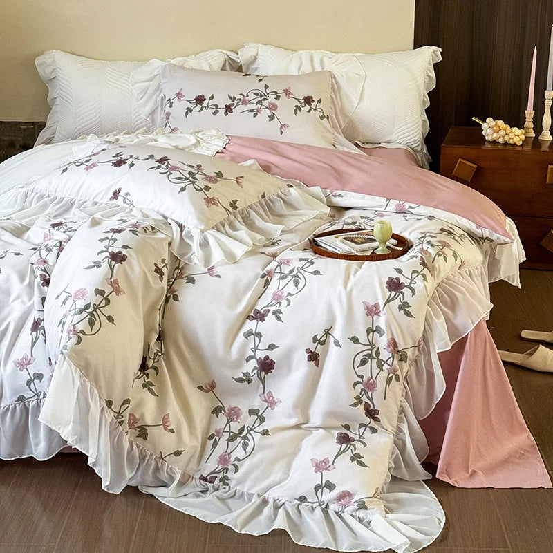 Cotton Floral Quilt Set