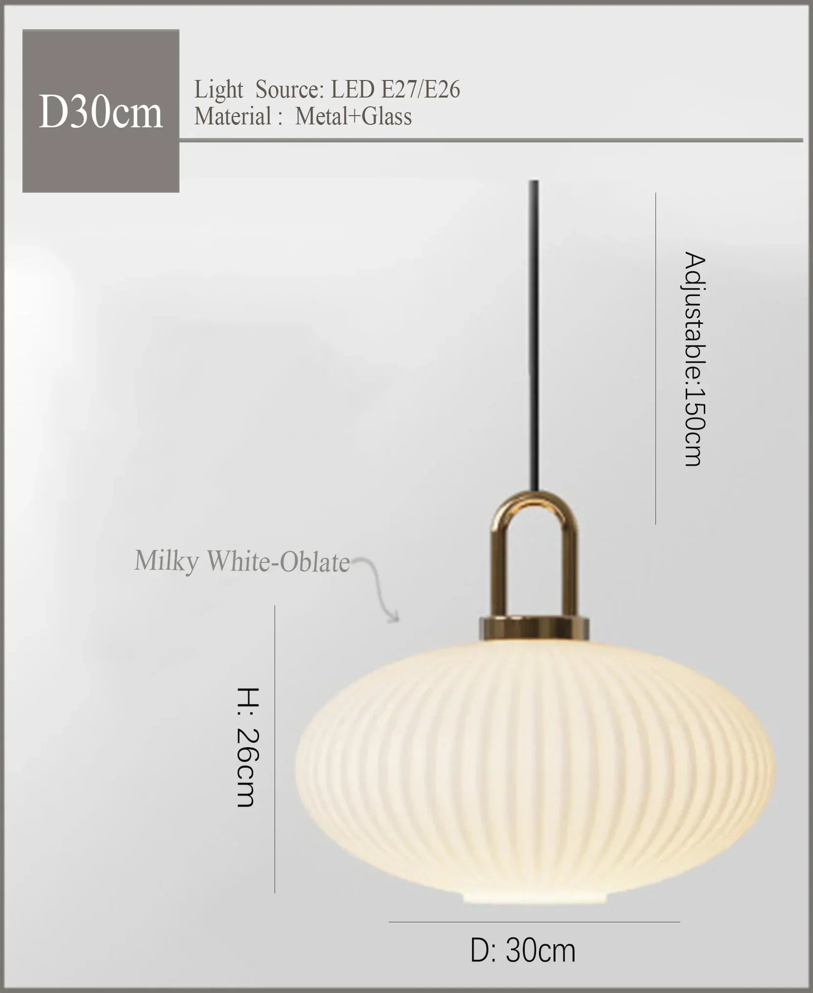 Nordic Glass Pendant Light T30cm Bedroom