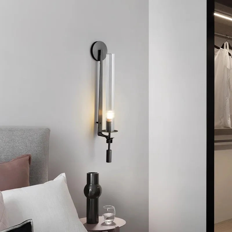 Gold Glass Wall Sconce Nordic Style Living Areas