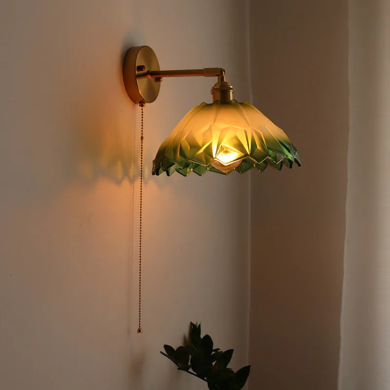 DecorBites™ Japanese Style LED Glass Copper Wall Lamp Sconce for Restaurant, Bar, Bedroom, Bathroom
