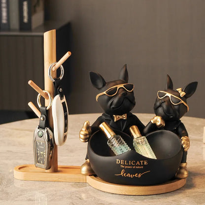 DecorBites™ French Bulldog Butler Statue, Resin Animal Sculpture, Home & Office Decor Gift