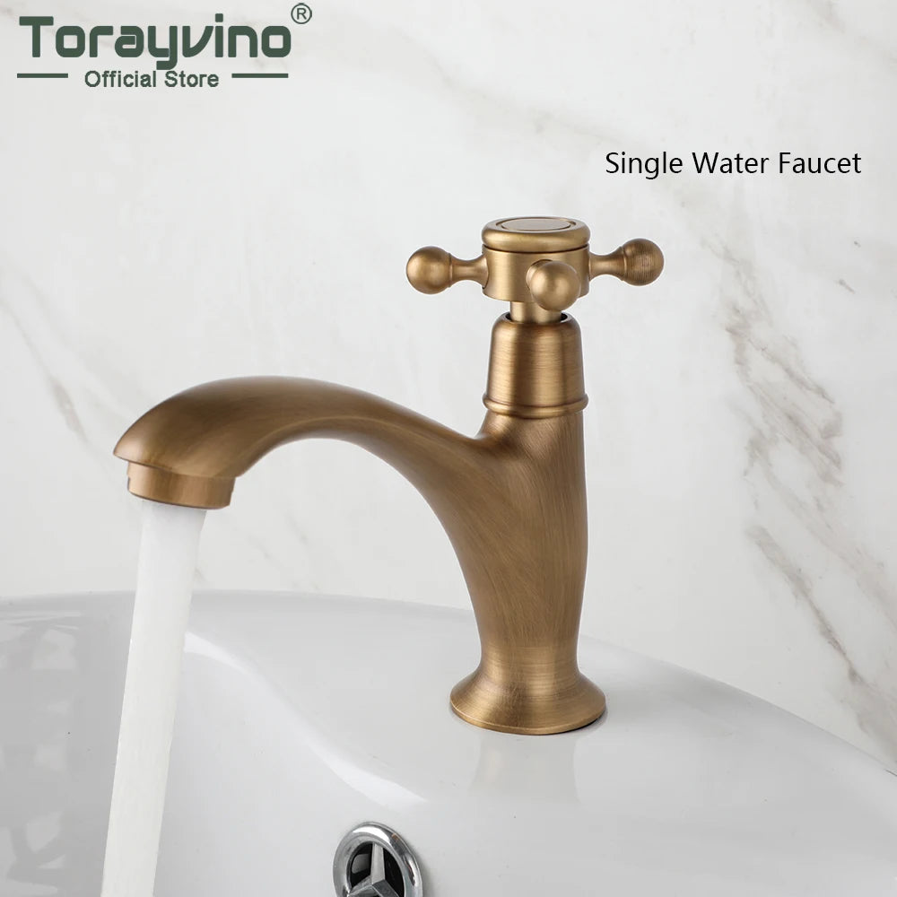Antique Brass Bathroom Faucet Single Lever