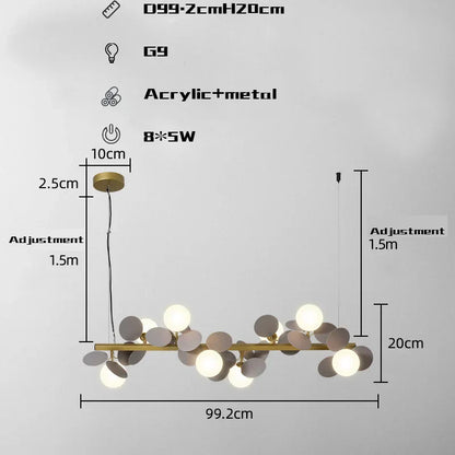 DecorBites™ Gold Metal G9 LED Pendant Chandelier with Acrylic Flower Decor