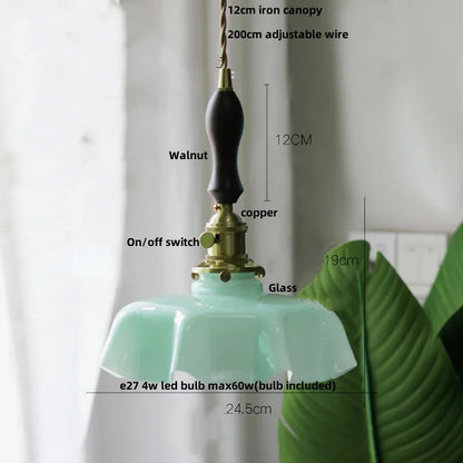 DecorBites™ Green Flower Glass Pendant Light - Modern Kitchen Bar Restaurant Hanging Lamp
