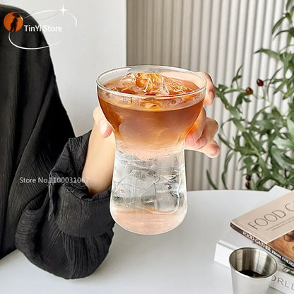 DecorBites™ Glass Drink Cup Set for Home Cafe Bar Heat Insulation Juice Tea Transparent